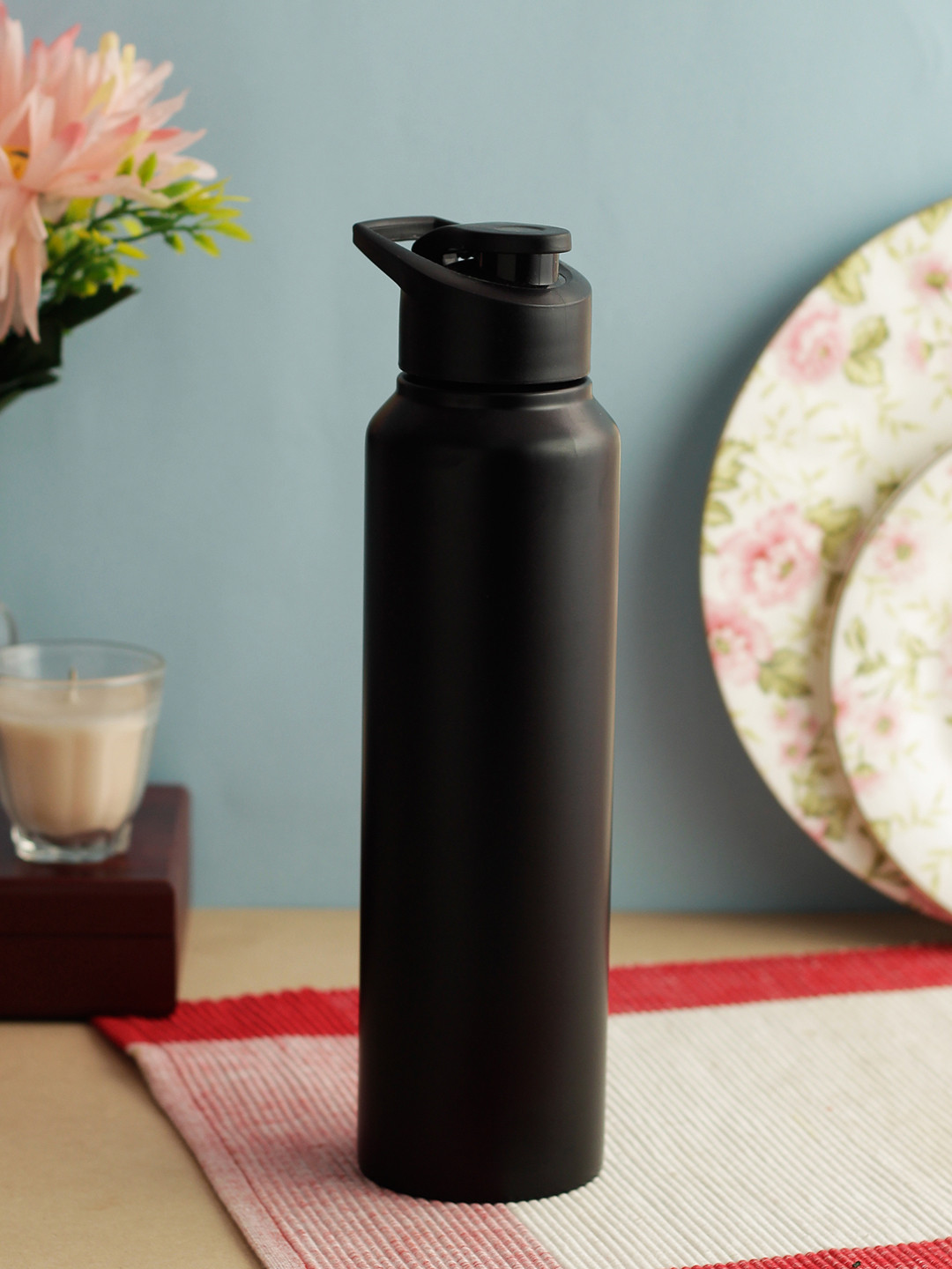 INCRIZMA Black Solid Stainless Steel Single Wall Vacuum Water Bottle - 1L