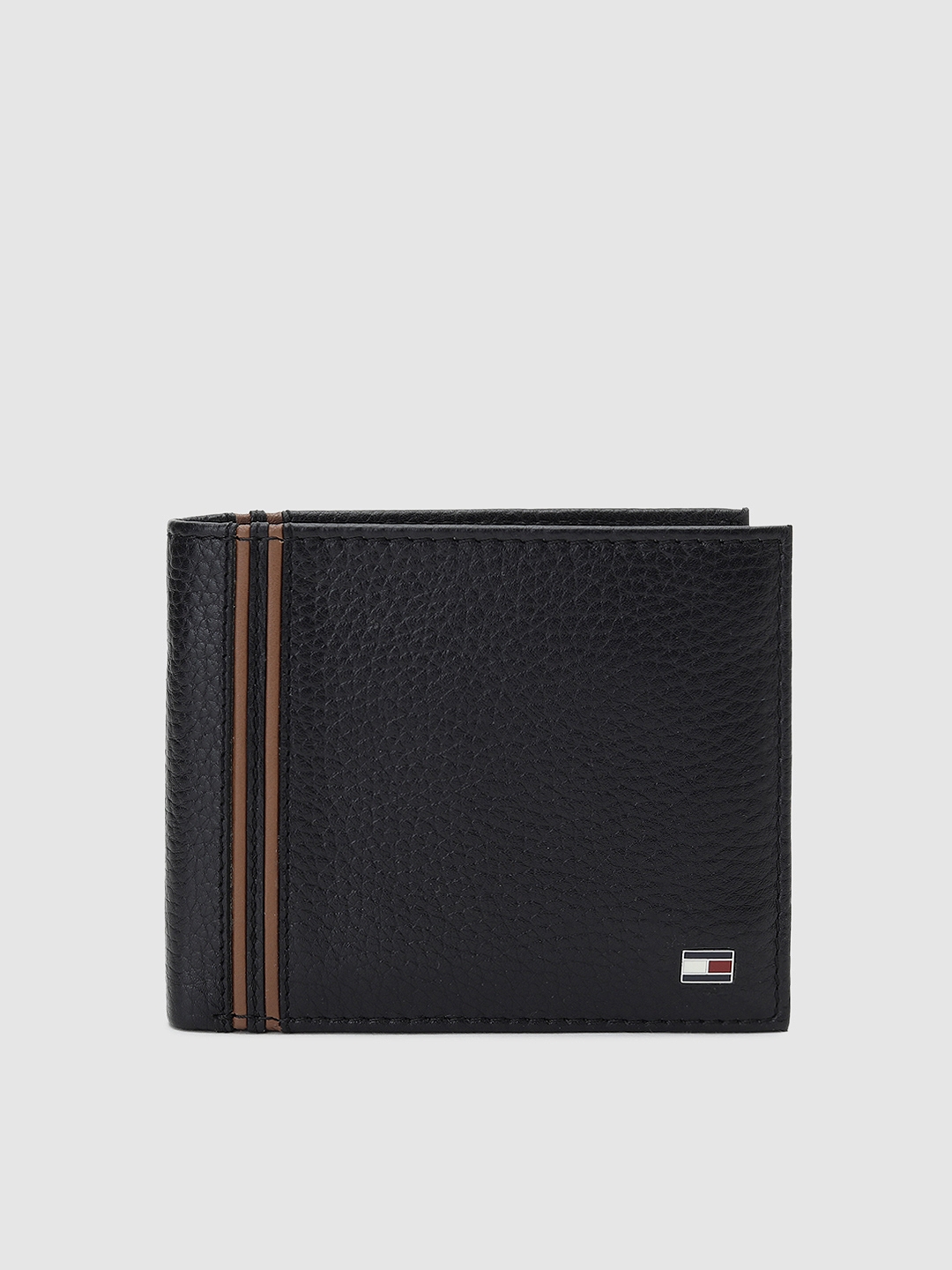Tommy Hilfiger Men Black Solid Genuine Leather Two Fold Wallet