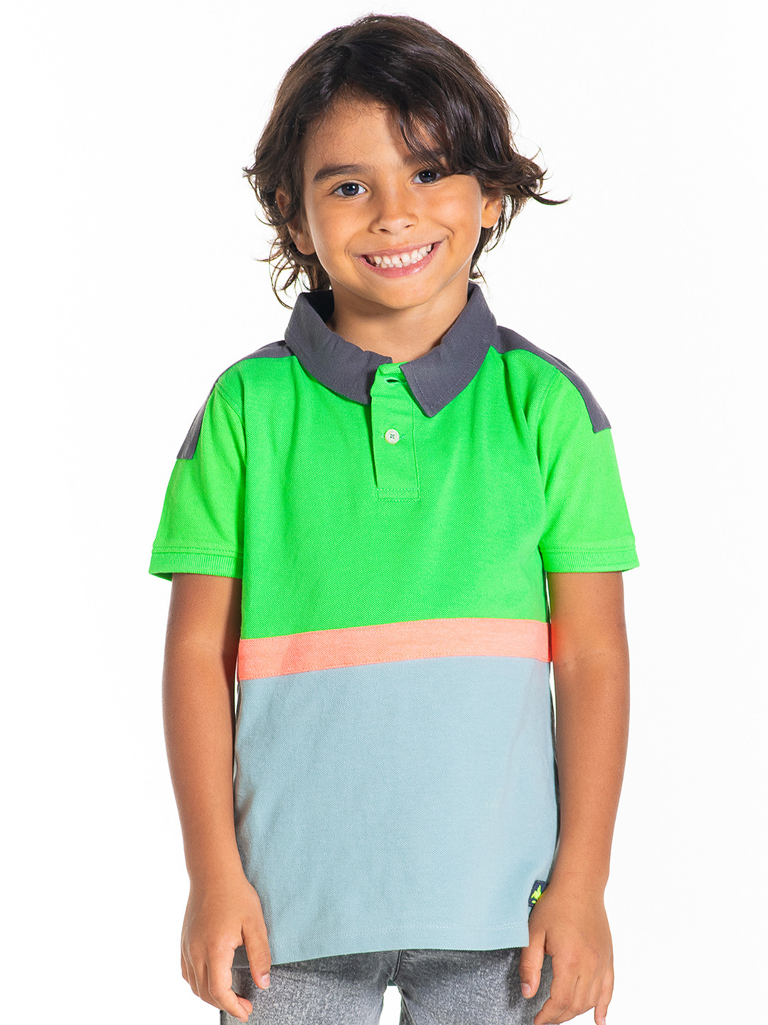 Cherry Crumble Boys Green Cut & Sew Grassy Polo T-shirt