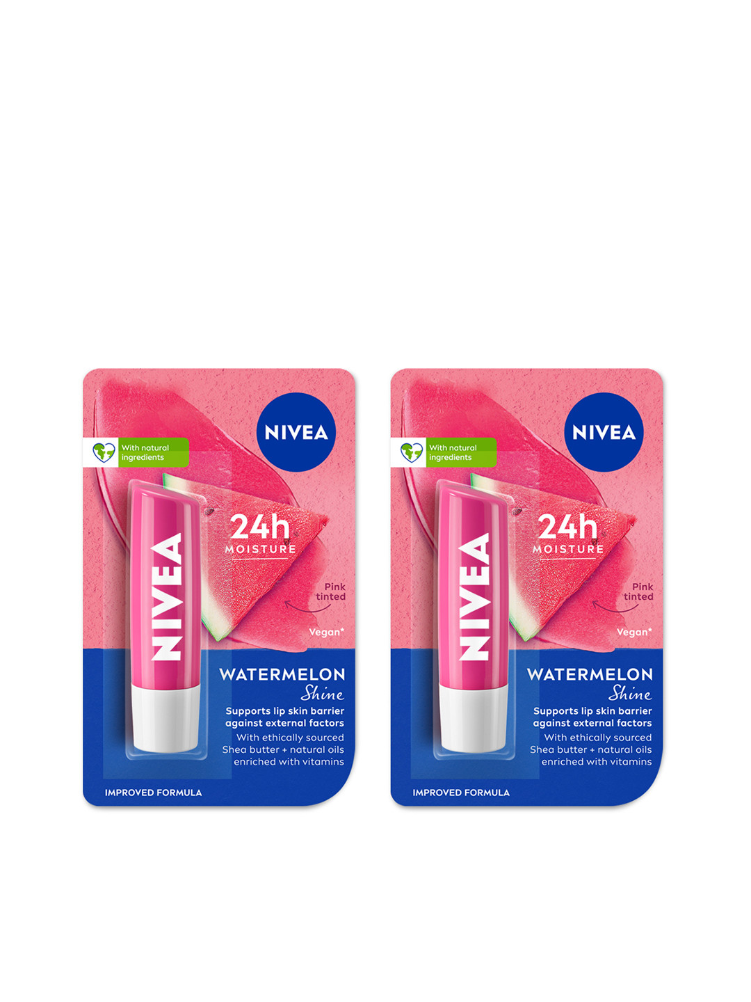 Nivea Women Set of 2 Watermelon Fruity Shine Lip Balms