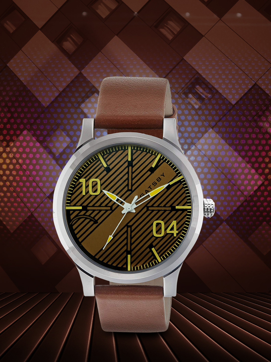 Gatsby Men Silver-Toned & Brown Analogue Watch GTG174