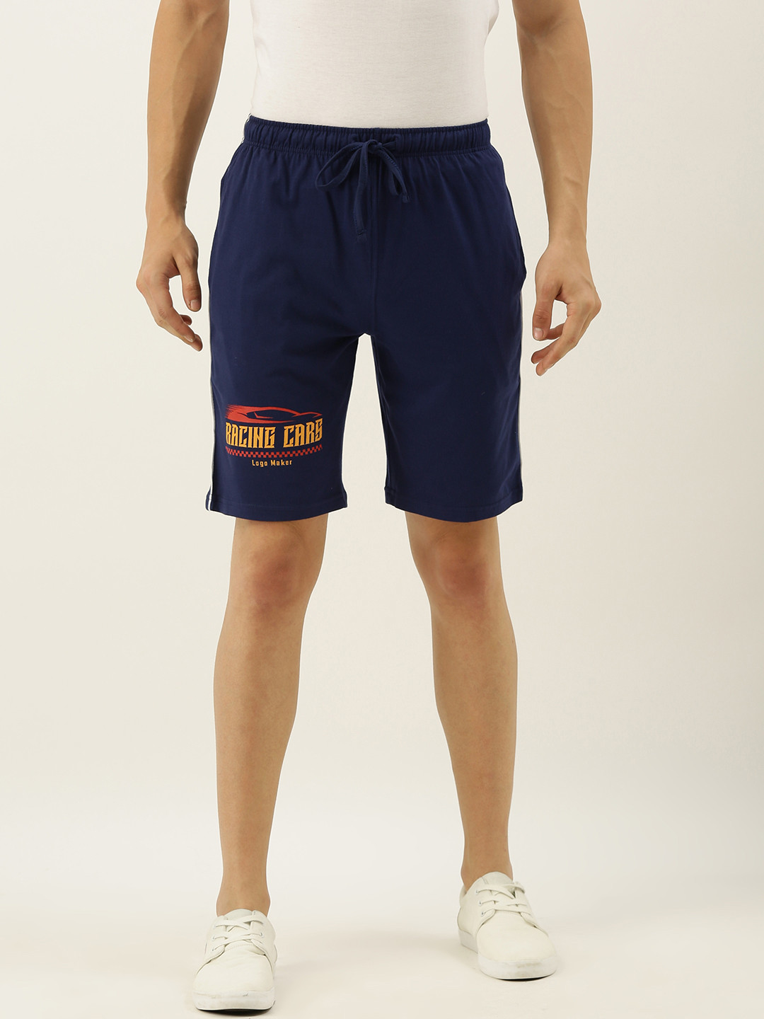 Urban Dog Men Navy Blue Printed Regular Fit Regular Shorts