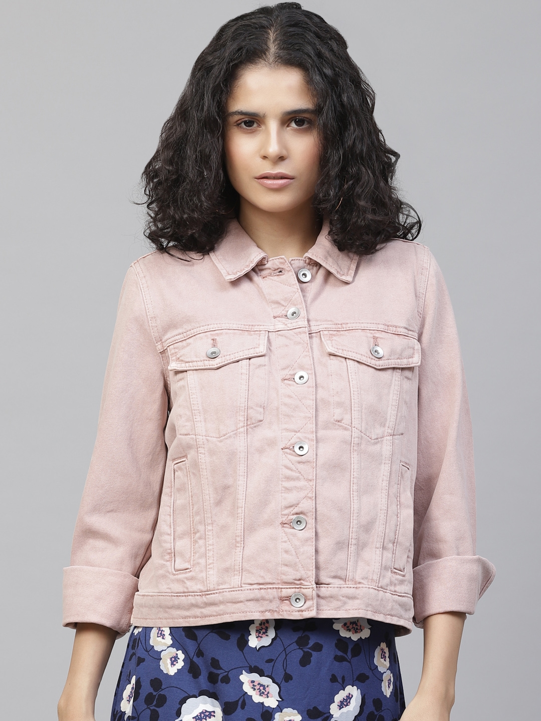 Marks & Spencer Women Pink Solid Denim Jacket