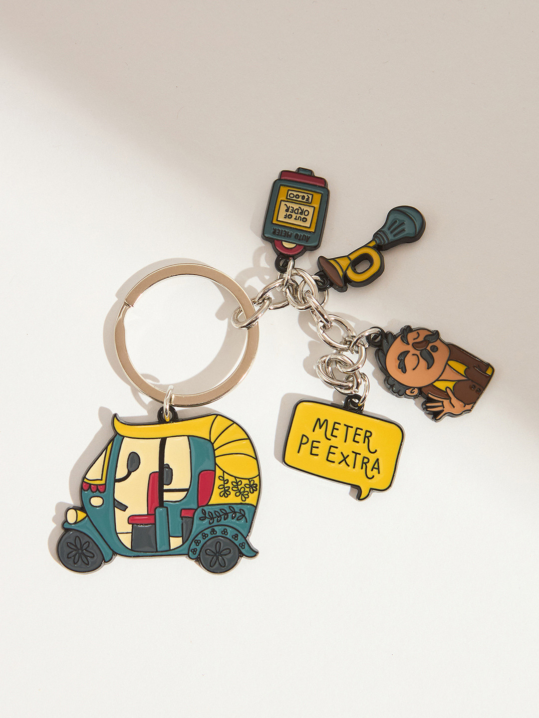Chumbak Yellow & Sea Green Autowalla Enamel Keychain