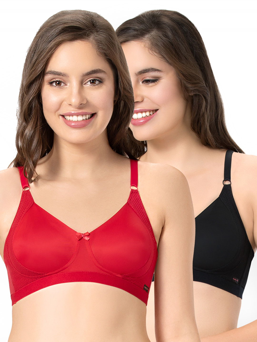 every de by amante Pack of 2 Solid Non-Wired Non Padded Everyday Bras
