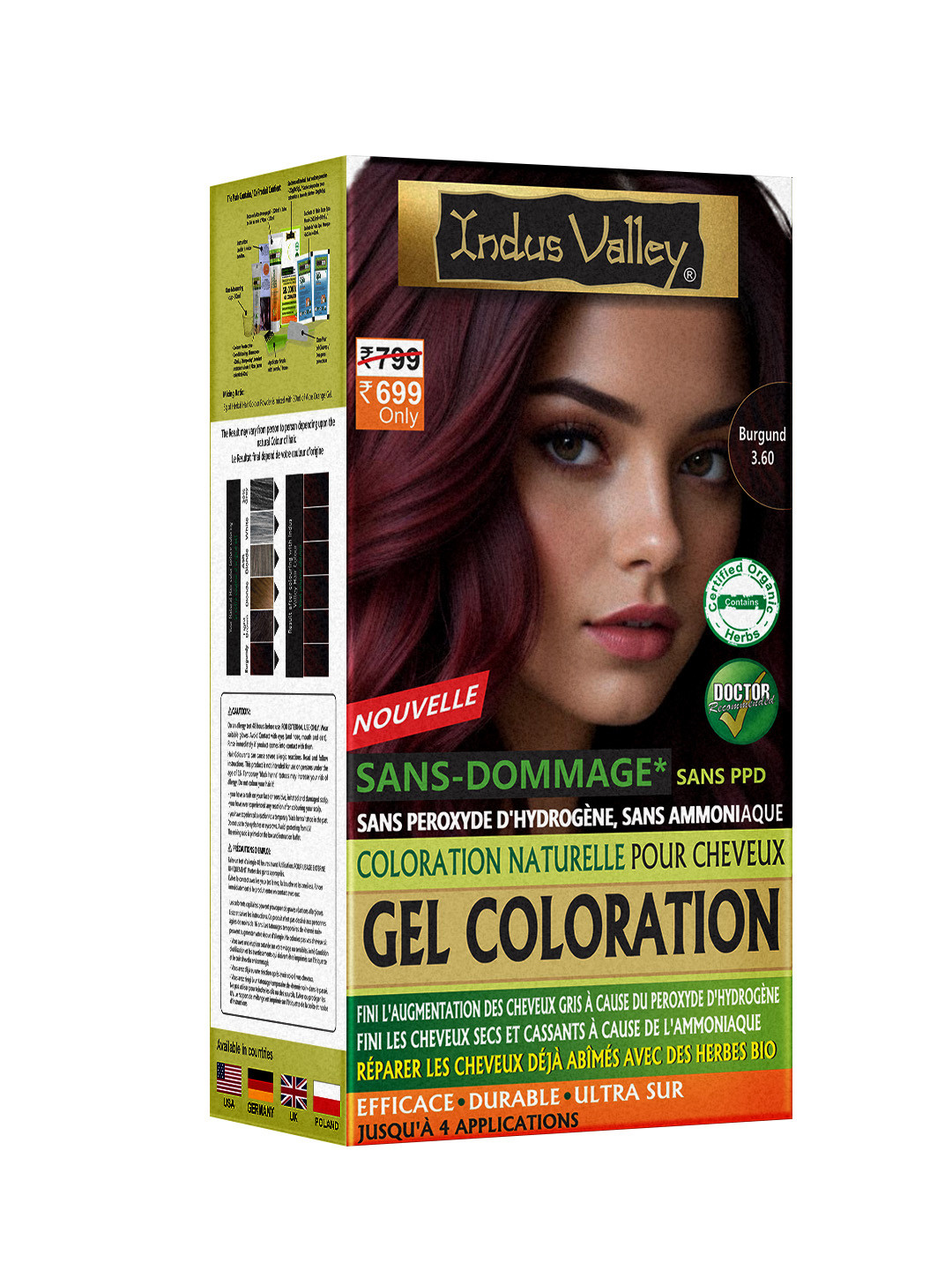 Indus Valley Organically Natural Gel Burgundy 3.6 Hair Color 220 g
