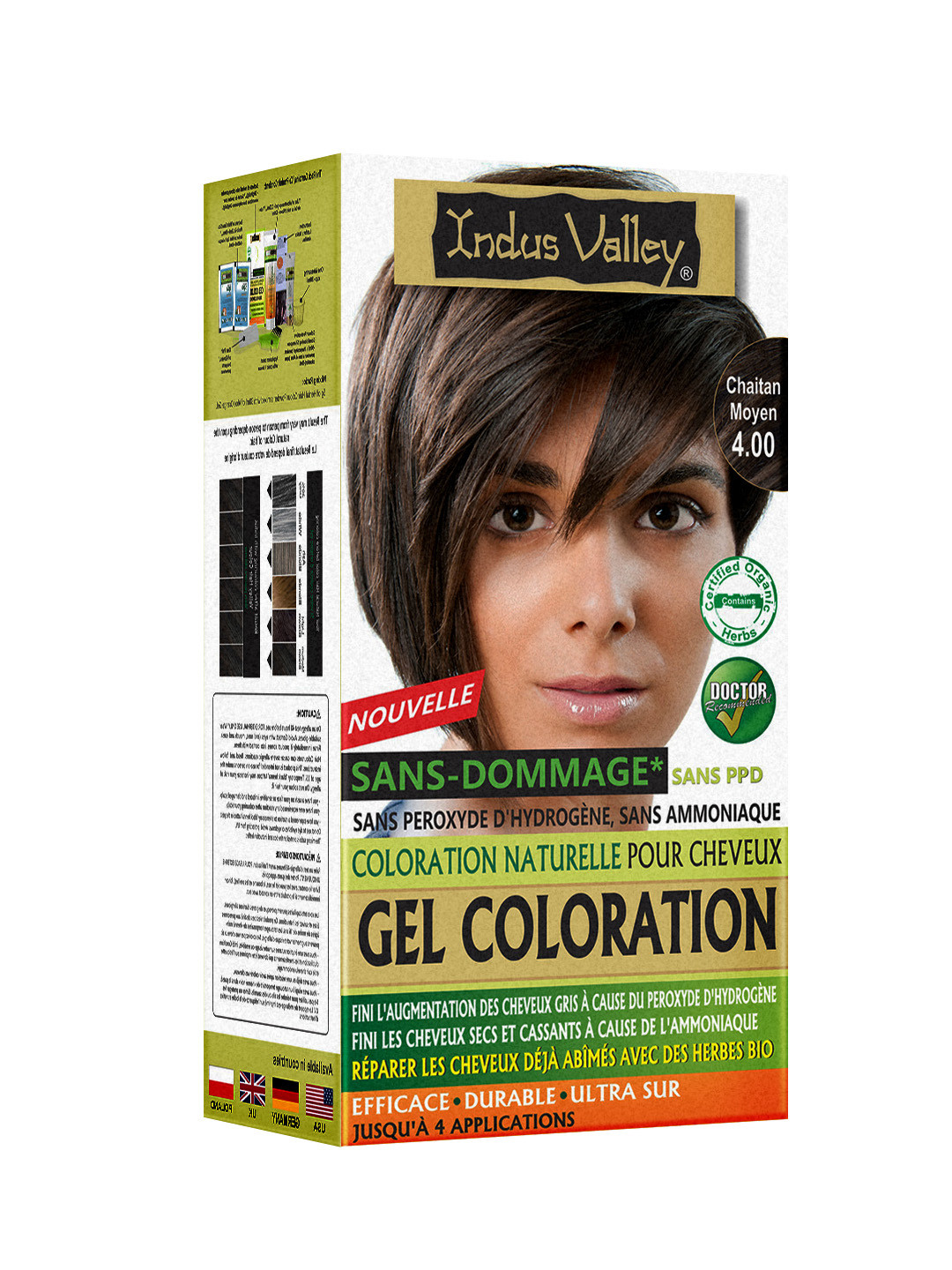Indus Valley Organically Natural Gel Hair Colour- Medium Brown 4.0 220 g