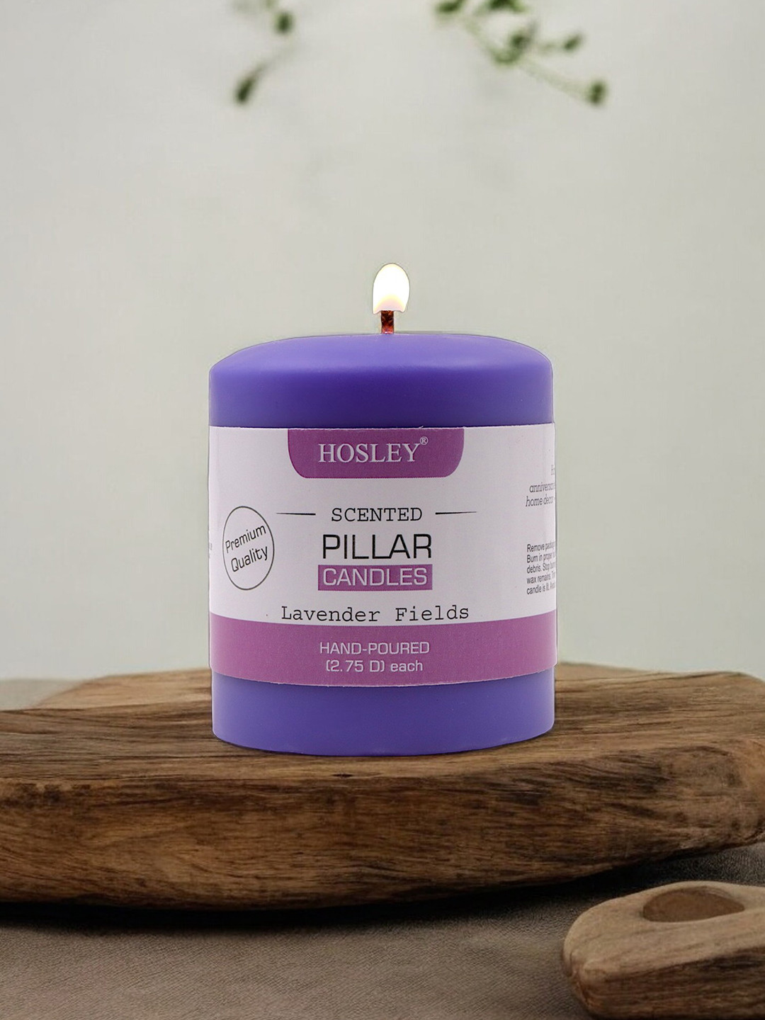 HOSLEY Fields Scented 1 Wick Lavender Fields Solid Geometric Regular Pillar Candles