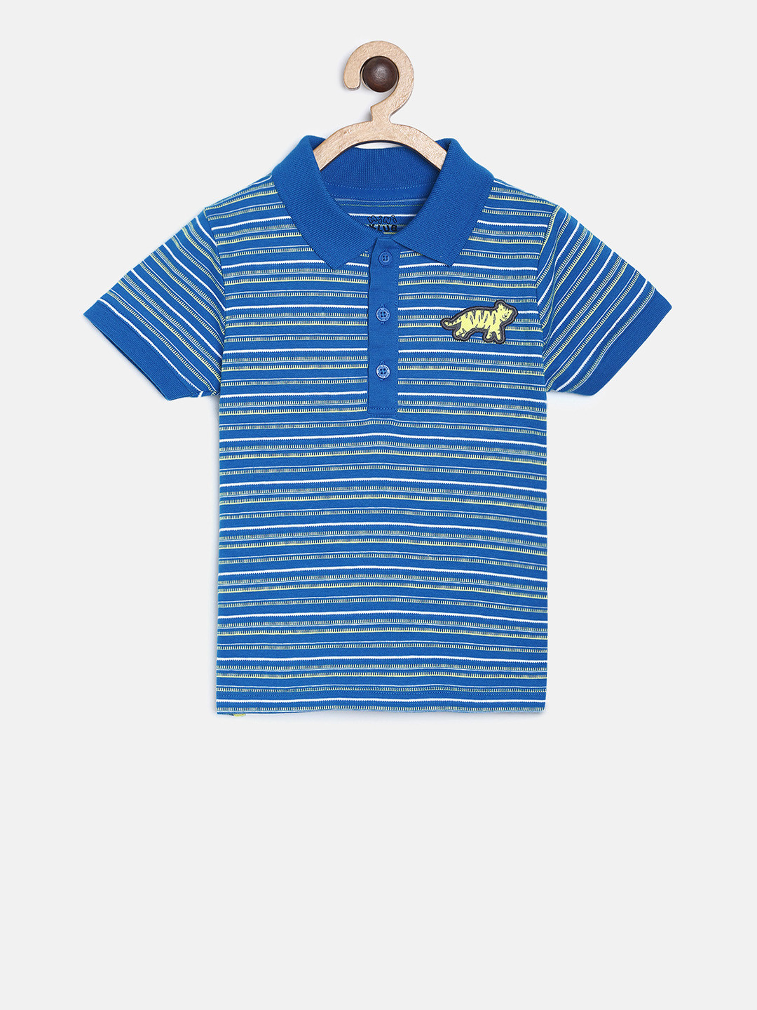 MINI KLUB Boys Blue Striped Polo Collar T-shirt