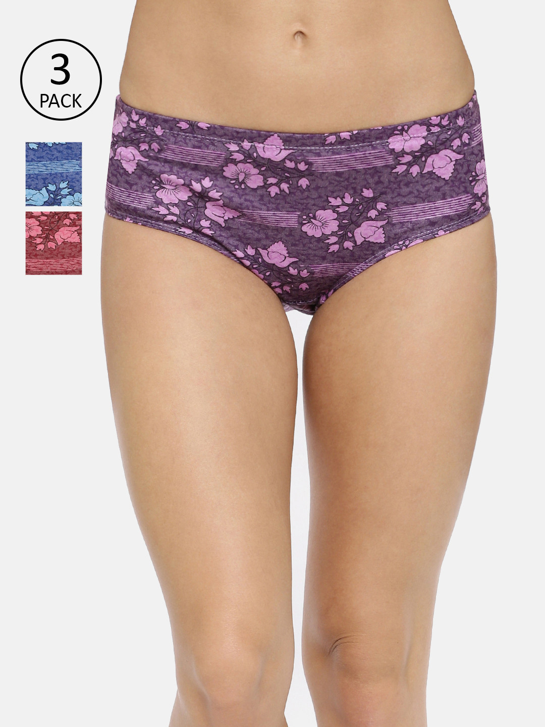 Red Rose Women Pack of 3 Assorted Hipster Briefs Dear-XXL