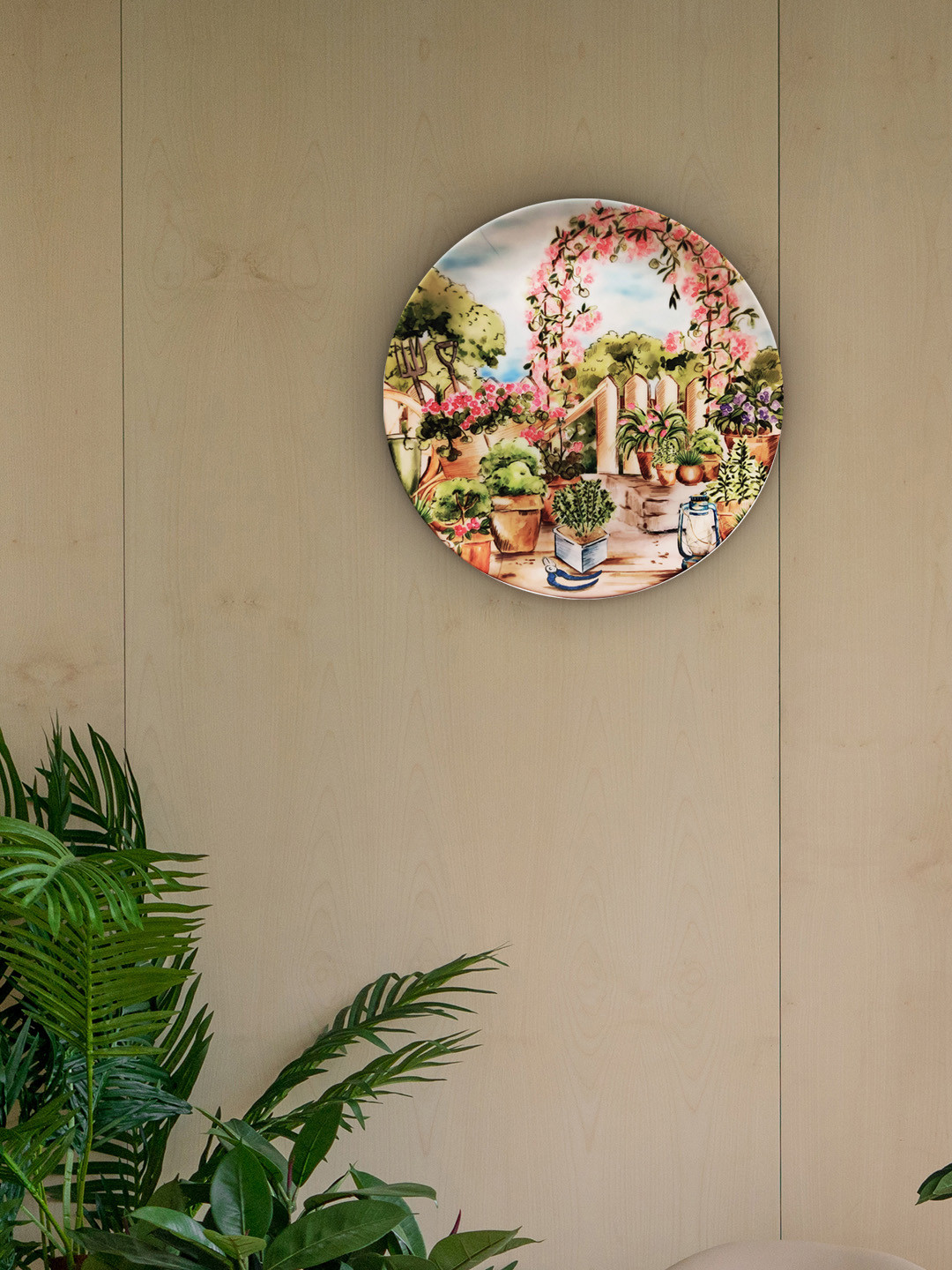 KOLOROBIA English Flower-adorned Garden Bone China Floral Glossy Hall Wall Plates-8In
