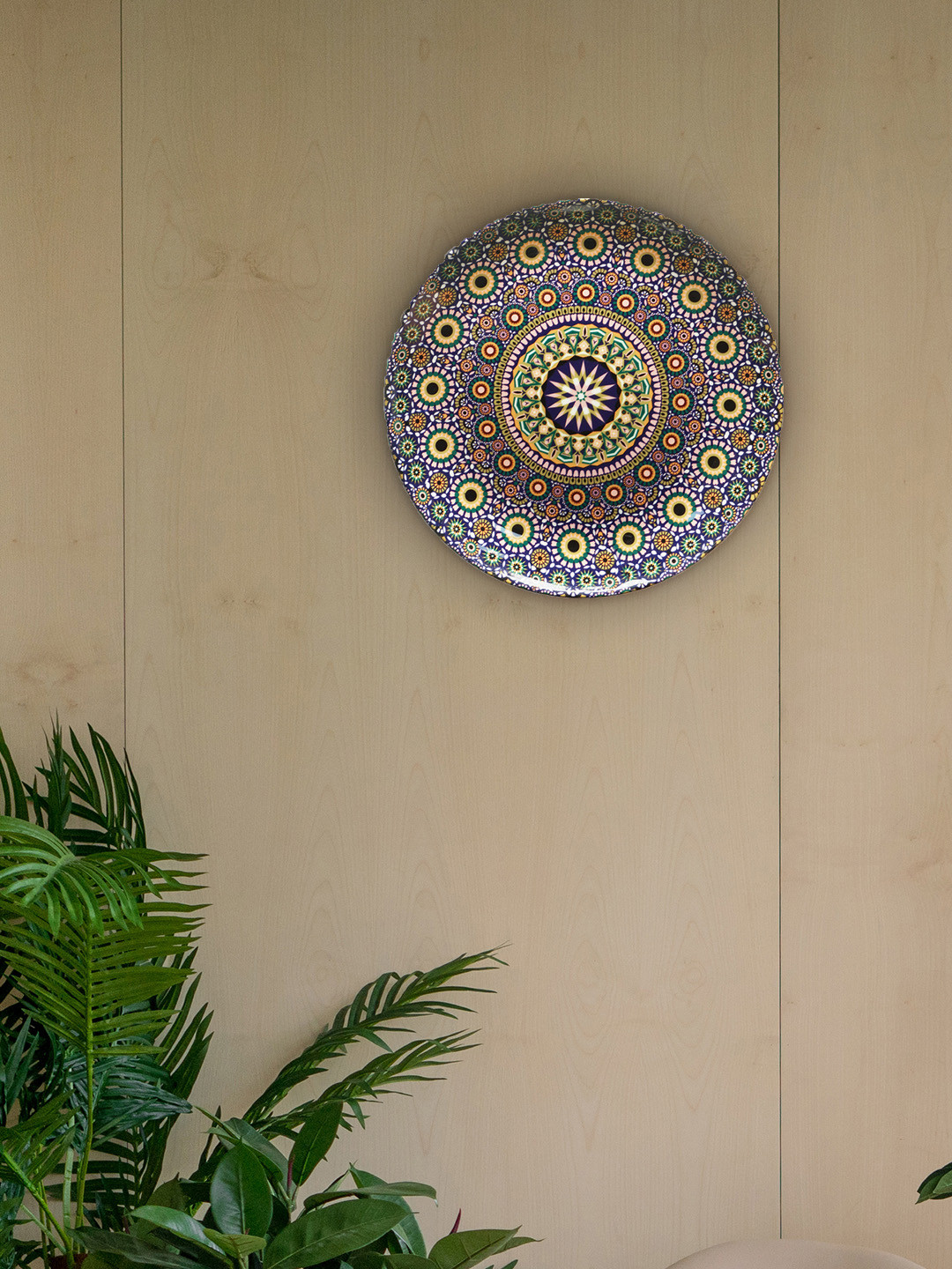 KOLOROBIA Moroccan Inspiration Bone China Crafted Ceramics Glossy Hall Wall Plates-8In