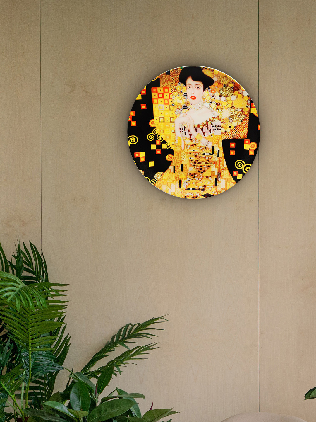 KOLOROBIA The Golden Era by Klimt Bone China Crafted Ceramics Glossy Hall Wall Plates-11In