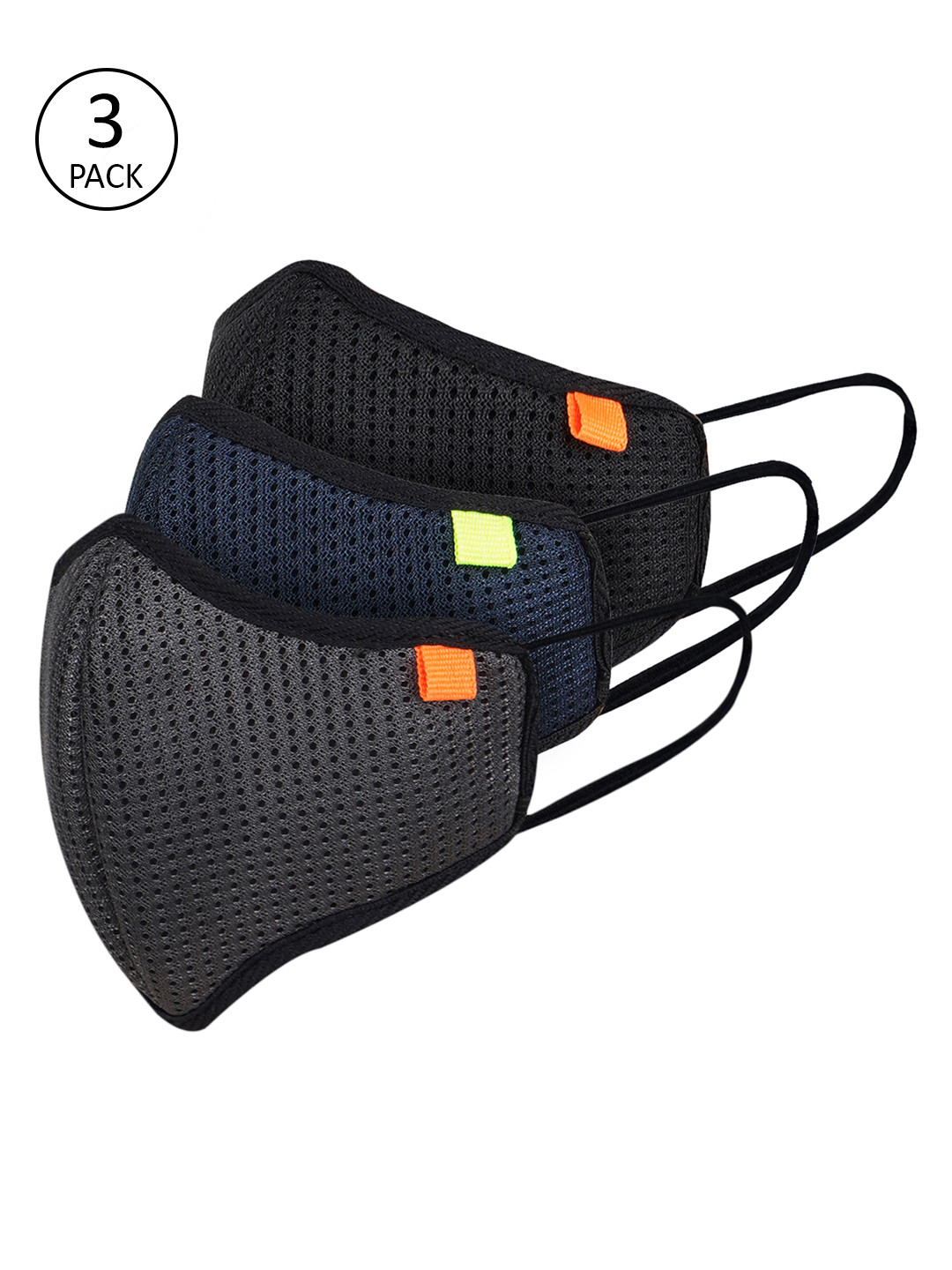 Marc Loire Unisex Pack of 3 Grey 5-layers Reusable Anti-Pollution Masks