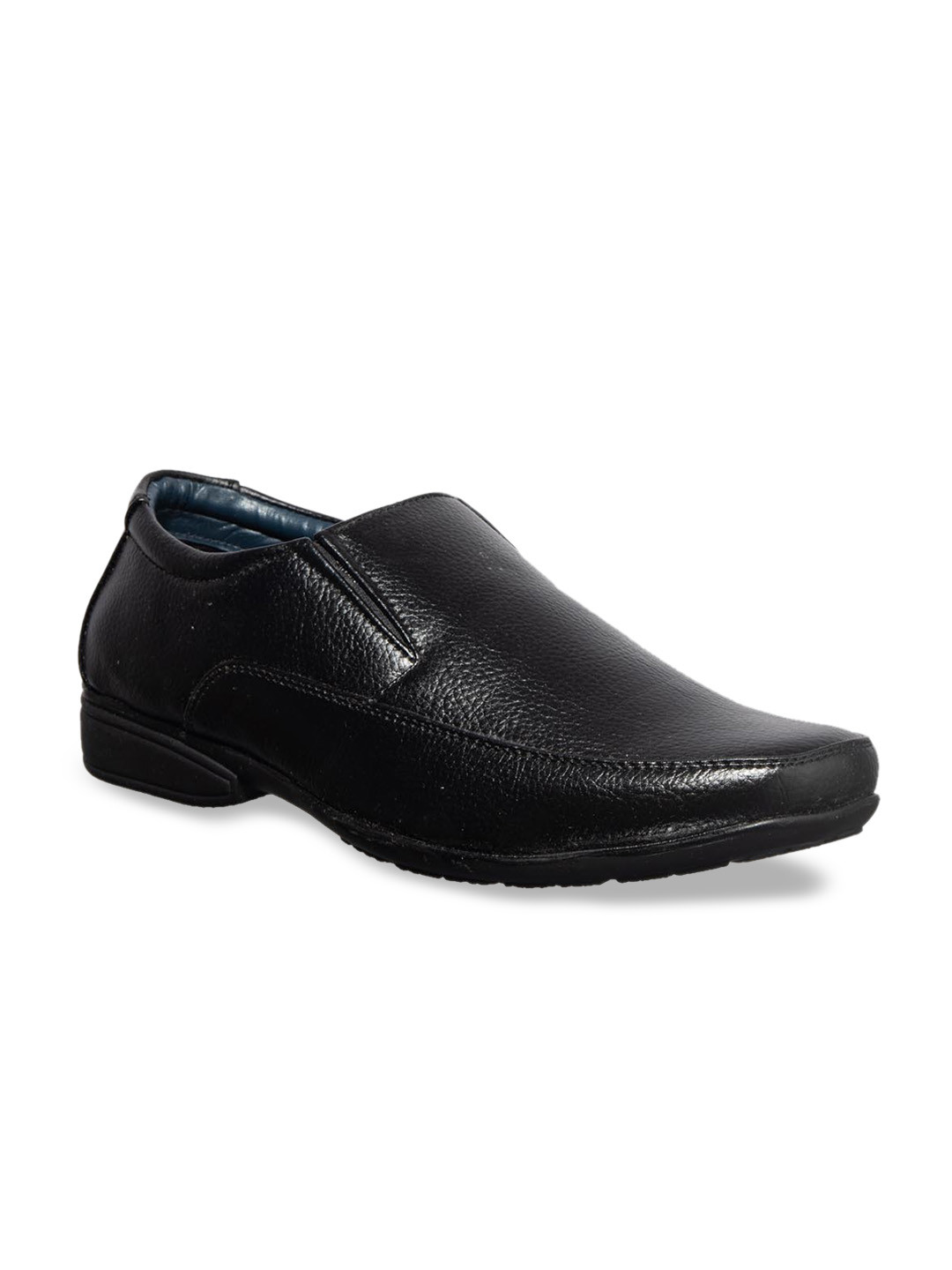 Khadims Men Black Solid Formal Slip-Ons