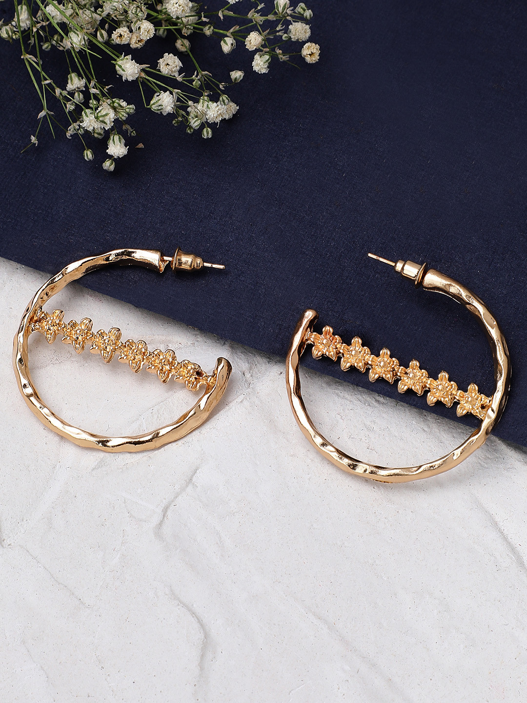 TOKYO TALKIES X rubans FASHION ACCESSORIES Gold-Plated Crescent Shaped Half Hoop Earrings