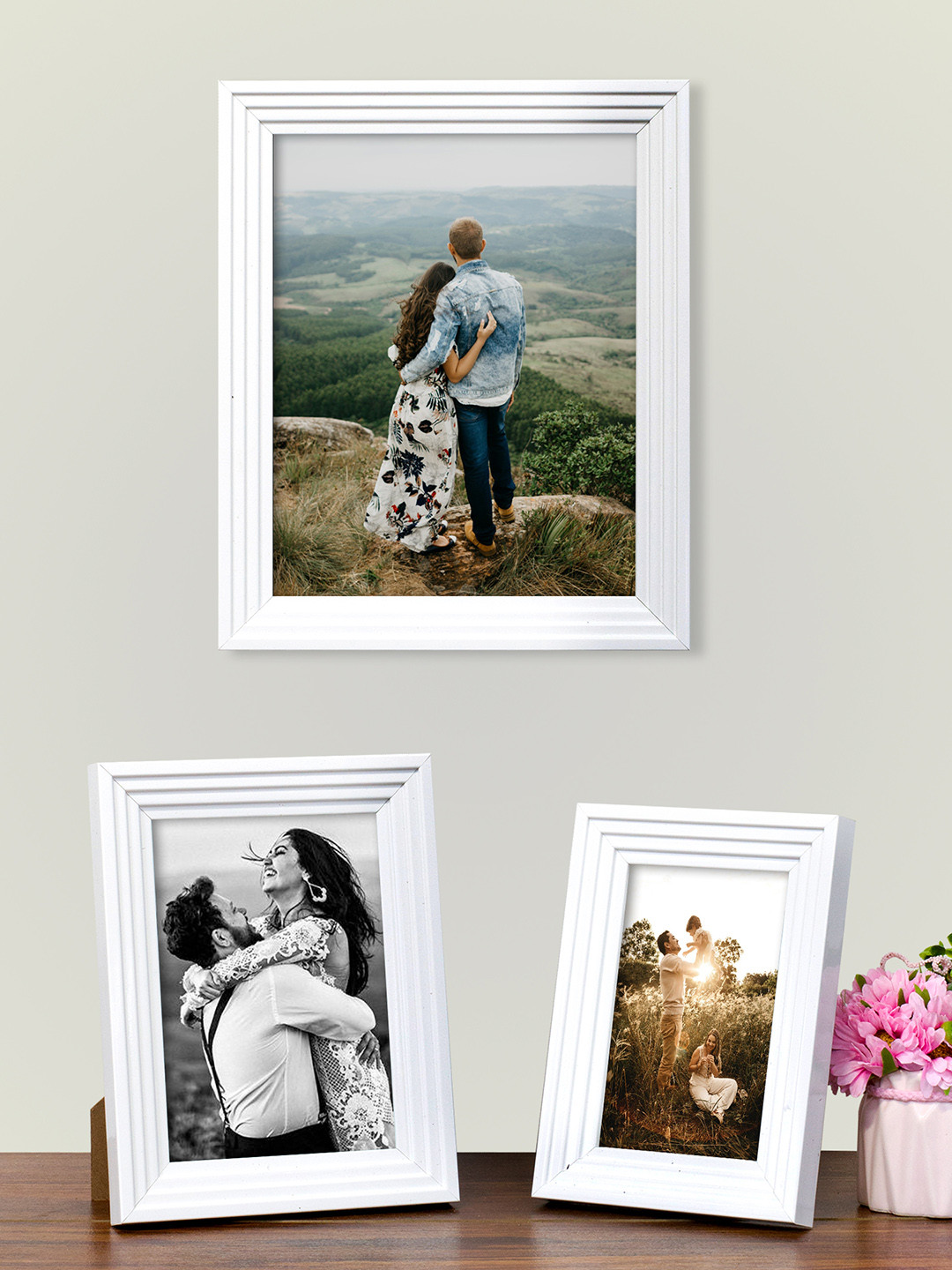 Art Street Set Of 3 White Solid Photo Frames