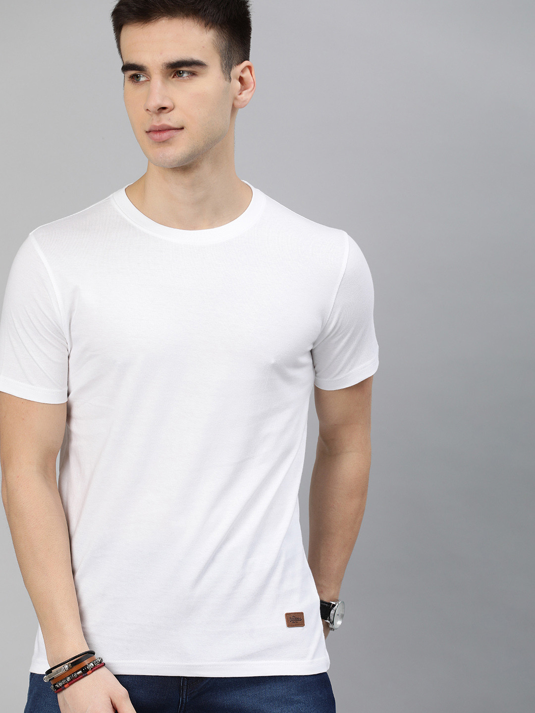 Roadster Men White  Cotton T-shirt