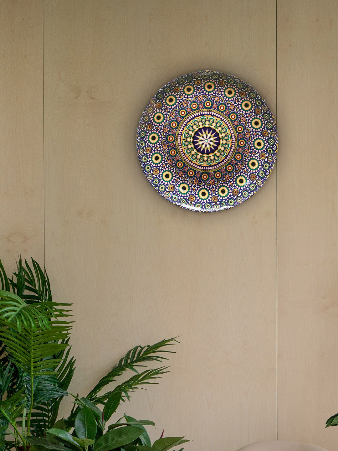 KOLOROBIA Moroccan Inspiration Bone China Ethnic Motifs Glossy Hall Wall Plates-10In