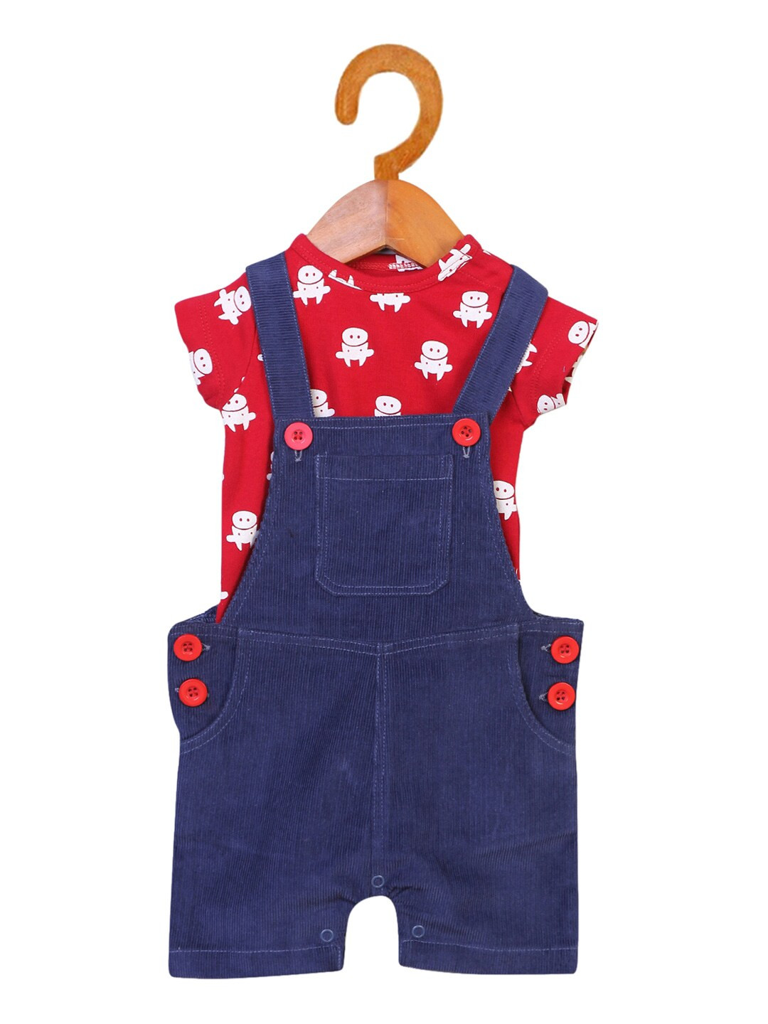 Nino Bambino Girls Navy Blue & Red Printed T-shirt with Shorts