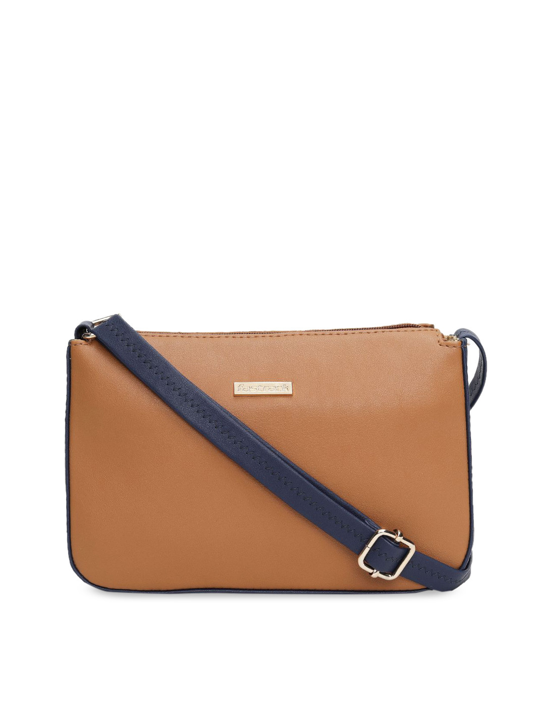 Fastrack Tan Brown & Navy Blue Colourblocked Sling Bag