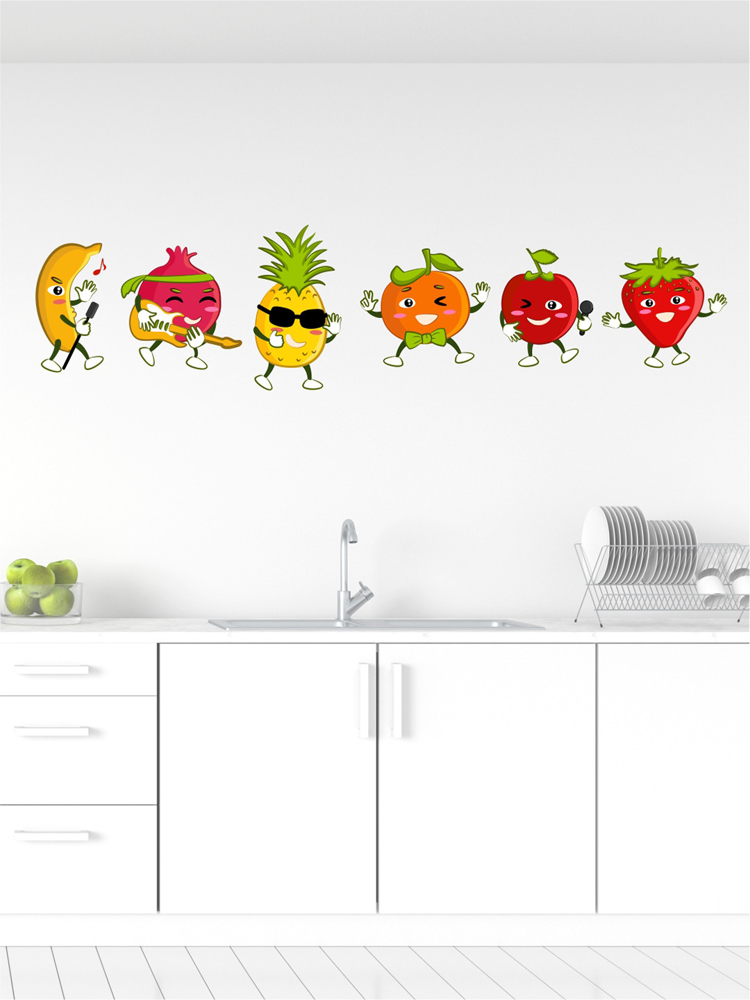 rawpockets Multicoloured Fruits Cartoon Printed Wall Stickers