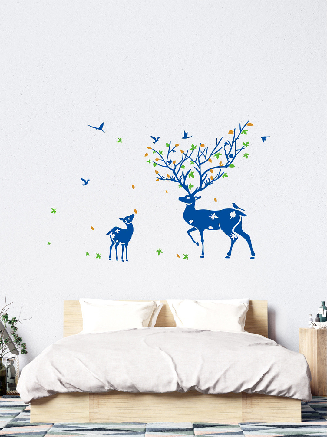 rawpockets Blue Deers Decor Wall Stickers