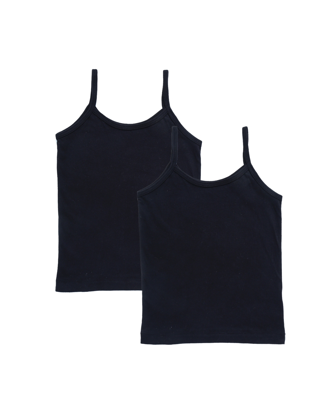 Buy YK Girls Pack Of 2 Black Solid Spaghetti Vests - Camisoles for