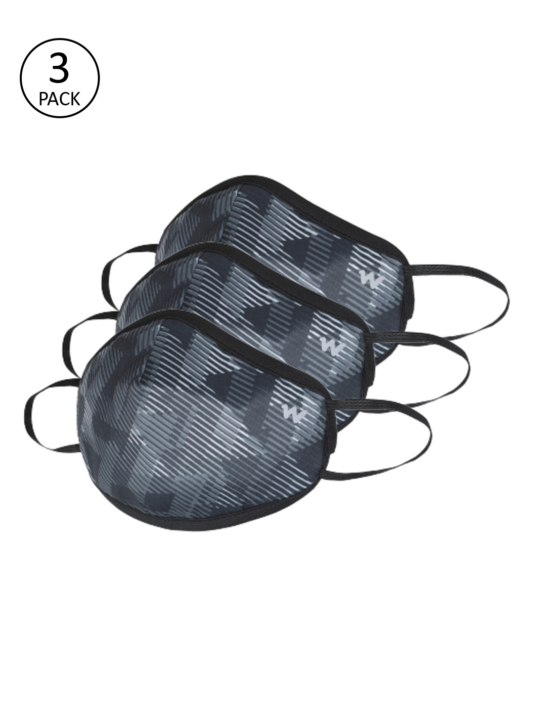 Wildcraft Adults Black & Blue Pack Of 3 3-Ply W95+ Protective Outdoor Masks