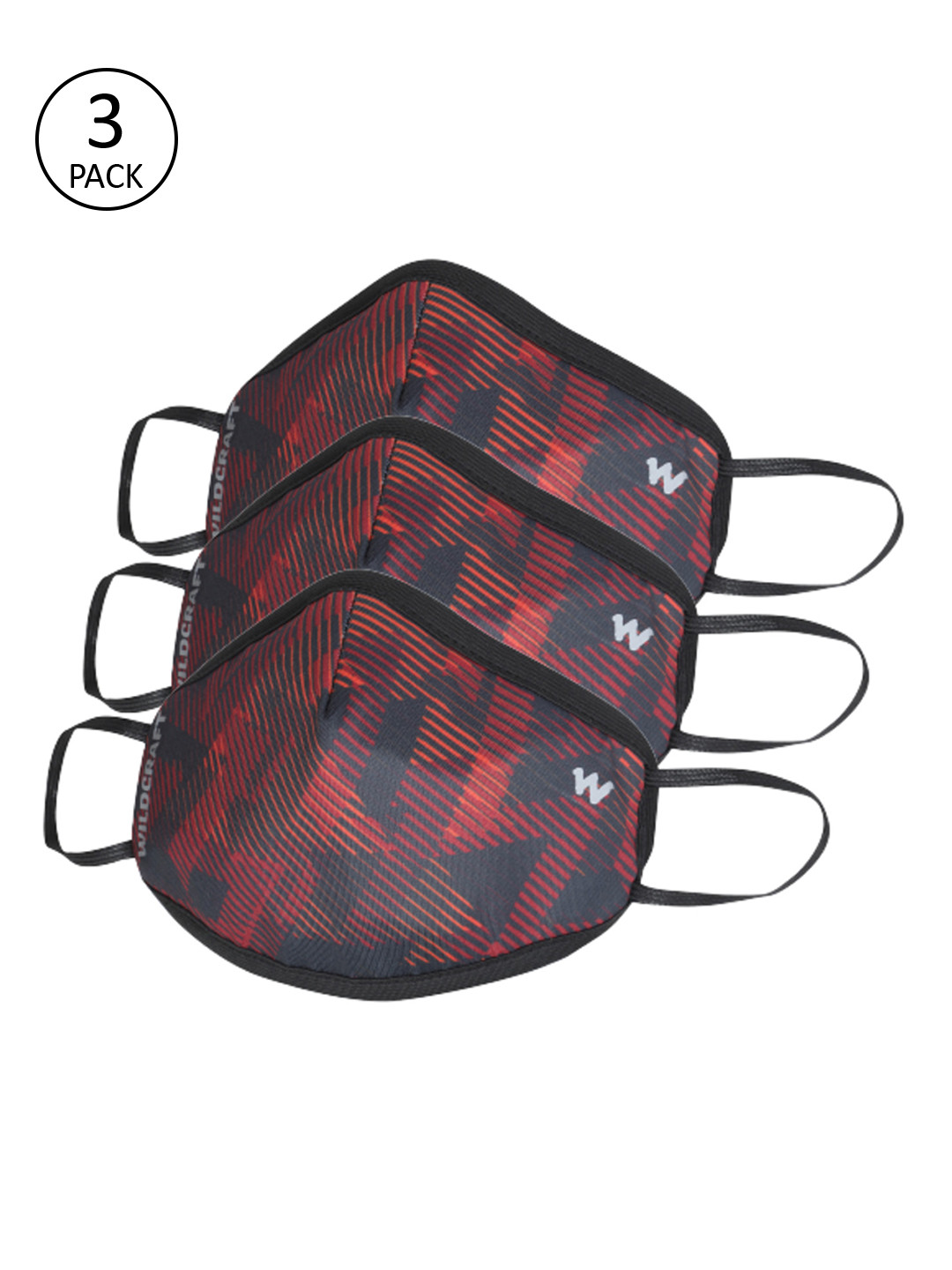 Wildcraft Adults Red & Black 2 Pcs 3-Ply W95+ Protective Outdoor Masks