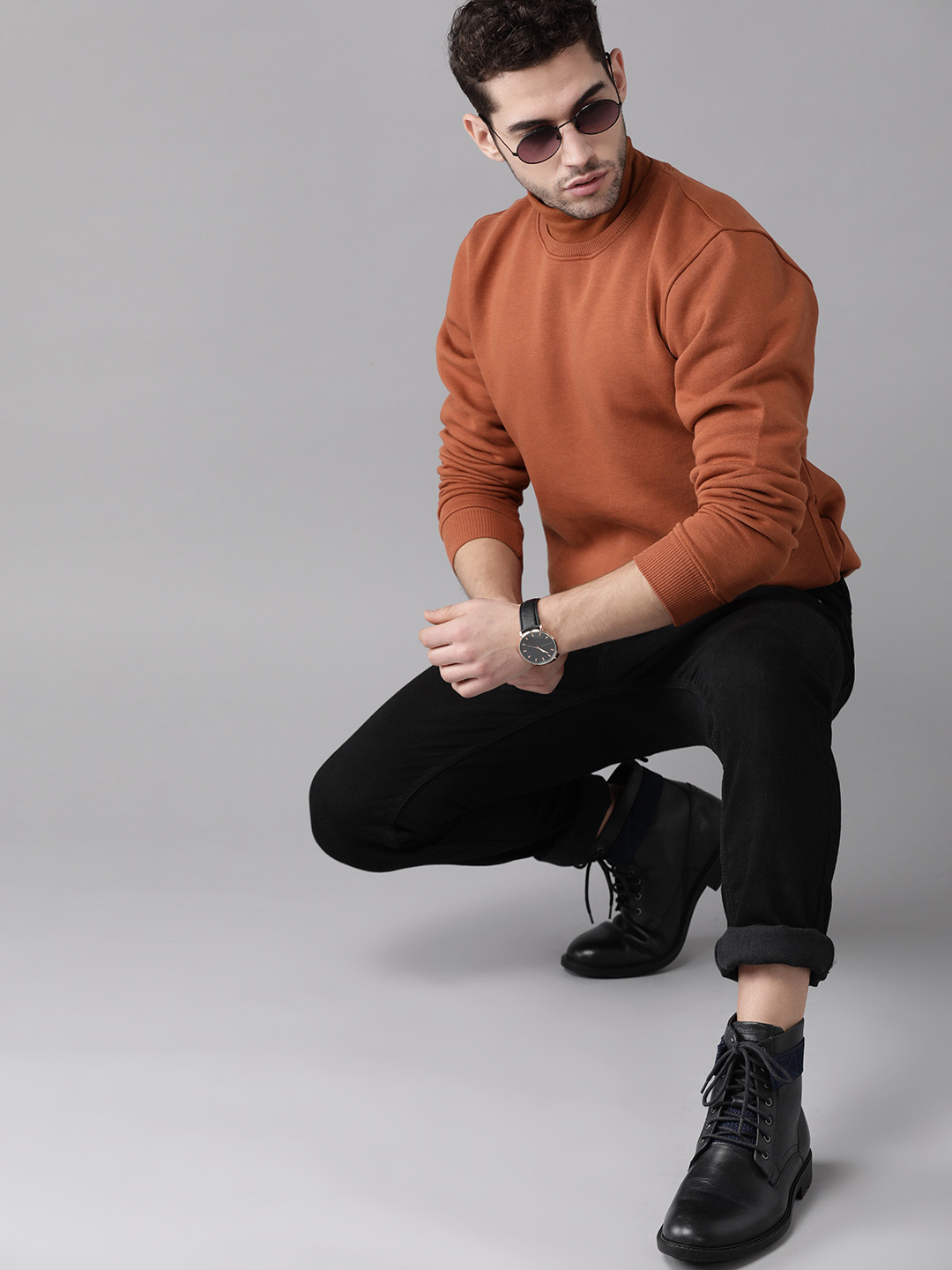 Roadster Men Brown Antiviral & Antibacterial protection Sweatshirt