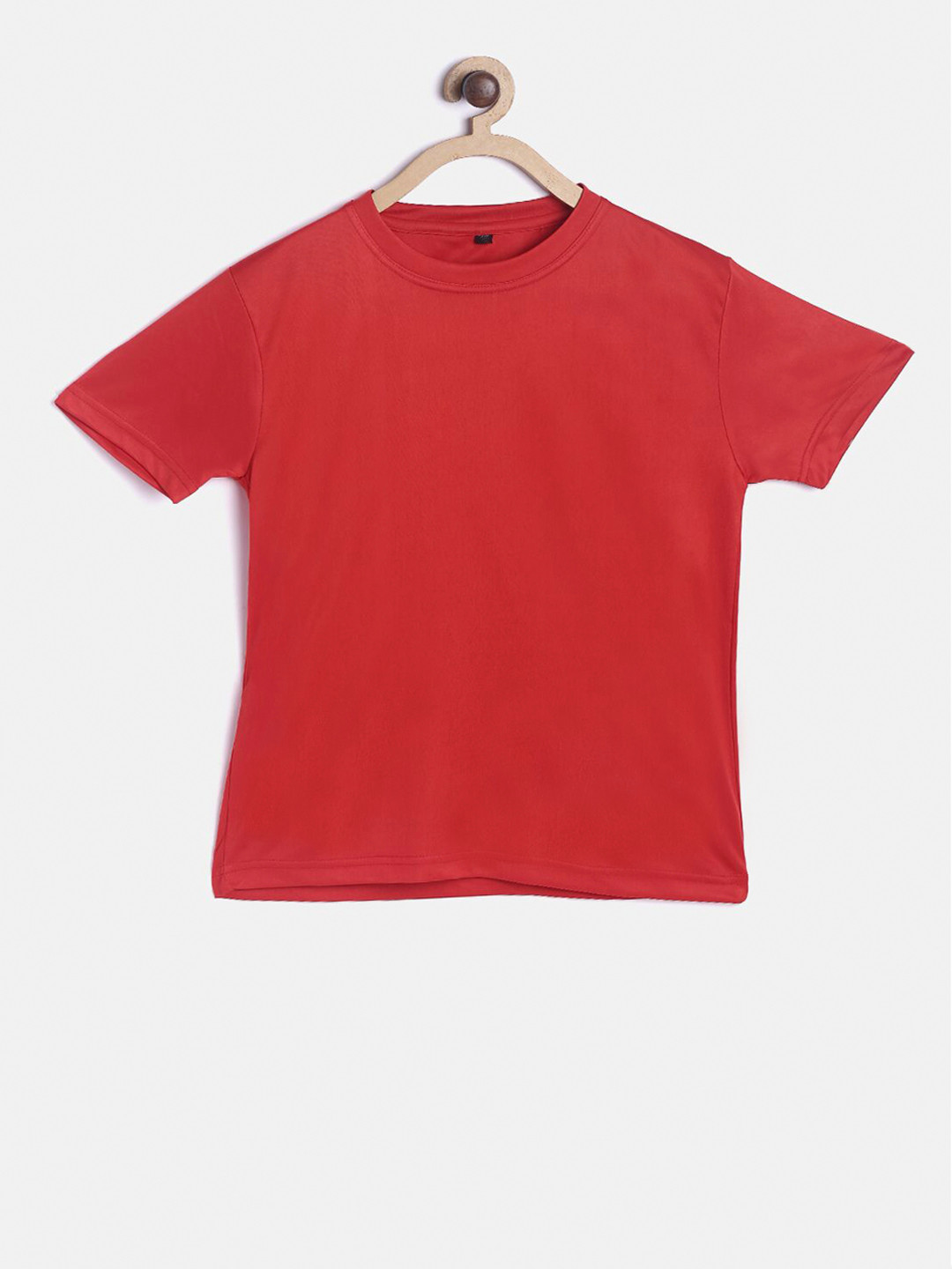 TINY HUG Boys Red Solid Round Neck T-shirt