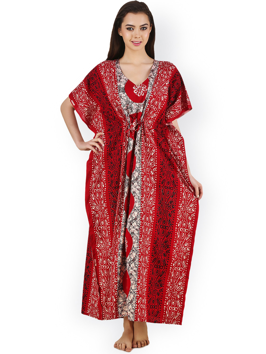 Masha Red Printed Maxi Nightdress NT-A73-637