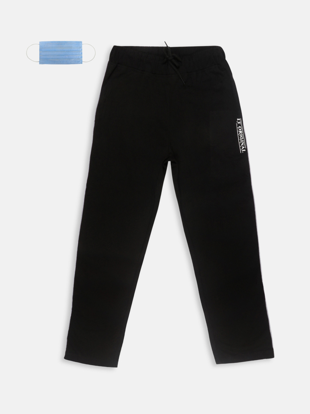 Lil Tomatoes Boys Black Solid Straight-Fit Track Pants