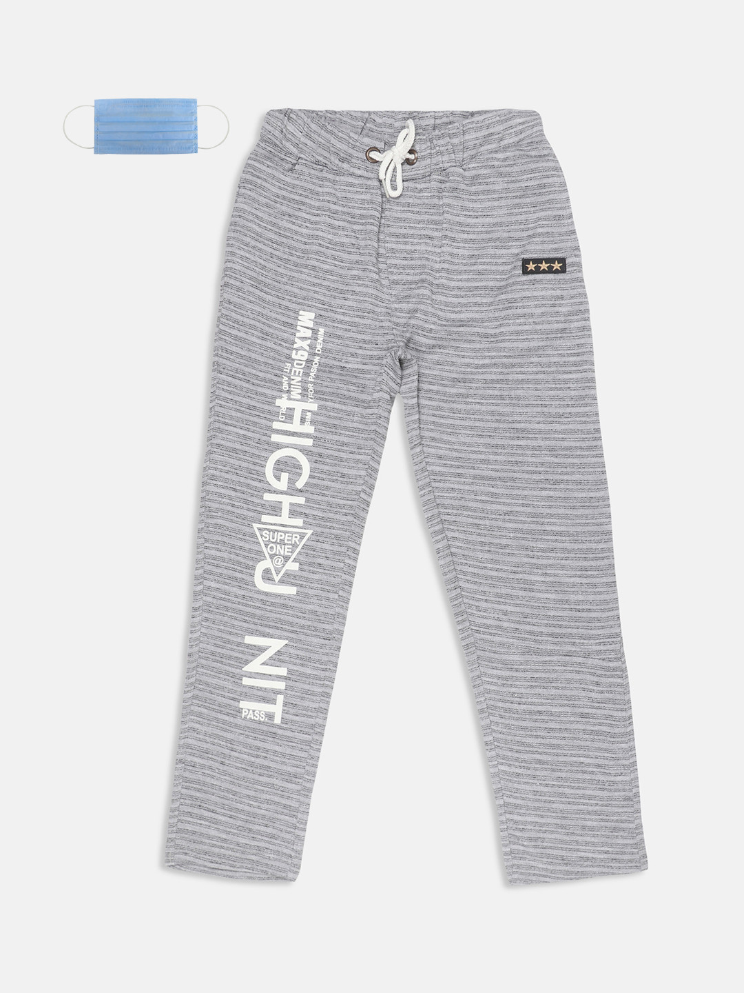 Lil Tomatoes Boys Grey Striped Straight-Fit Track Pants