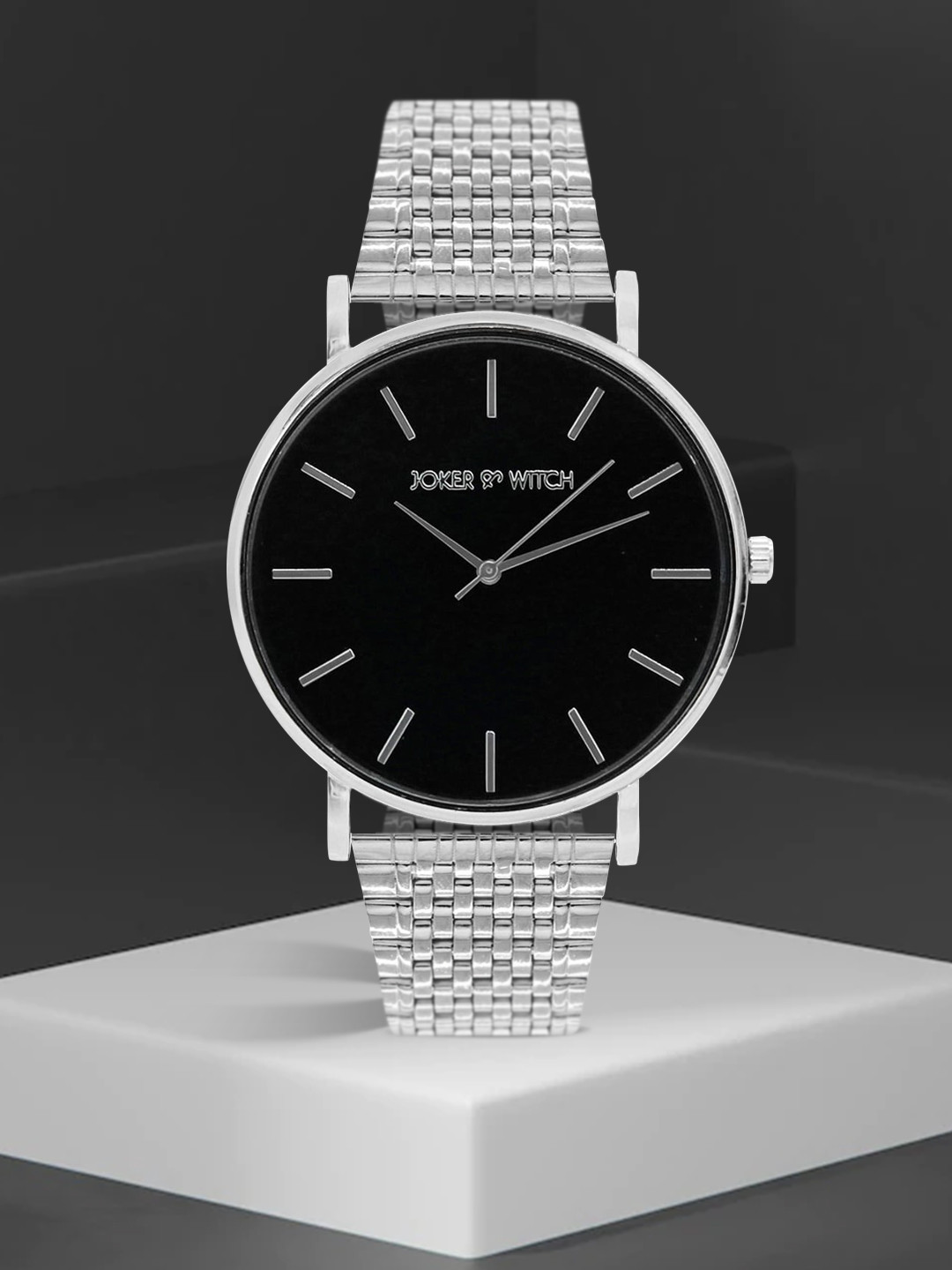 JOKER & WITCH Women Black & Silver-Toned Analogue Watch