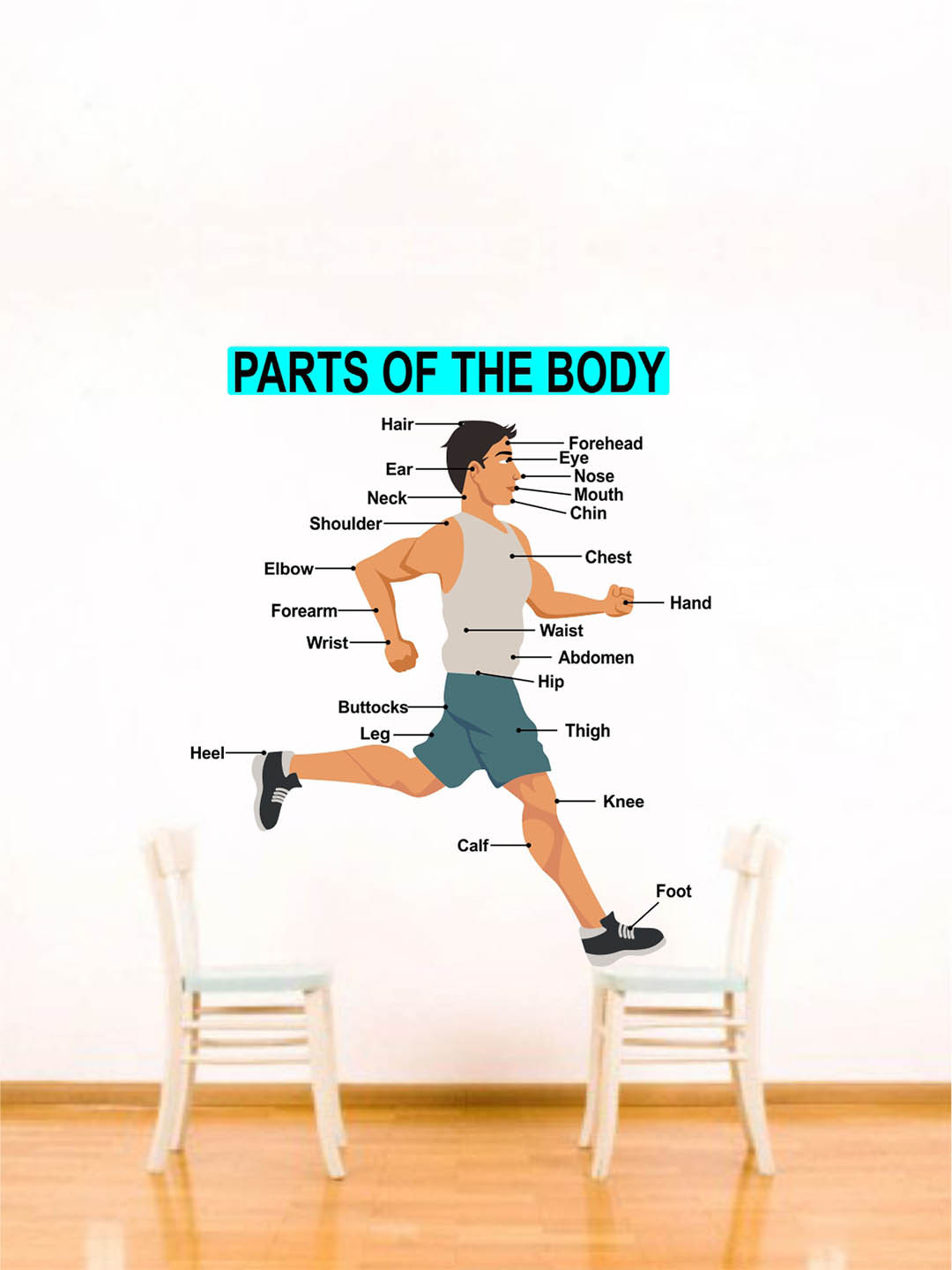 rawpockets White And Blue Human Body Parts Printed Wall Sticker