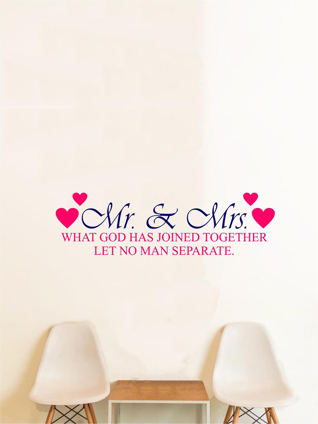 rawpockets Navy Blue & Pink Mr. & Mrs. Quotes Wall Stickers