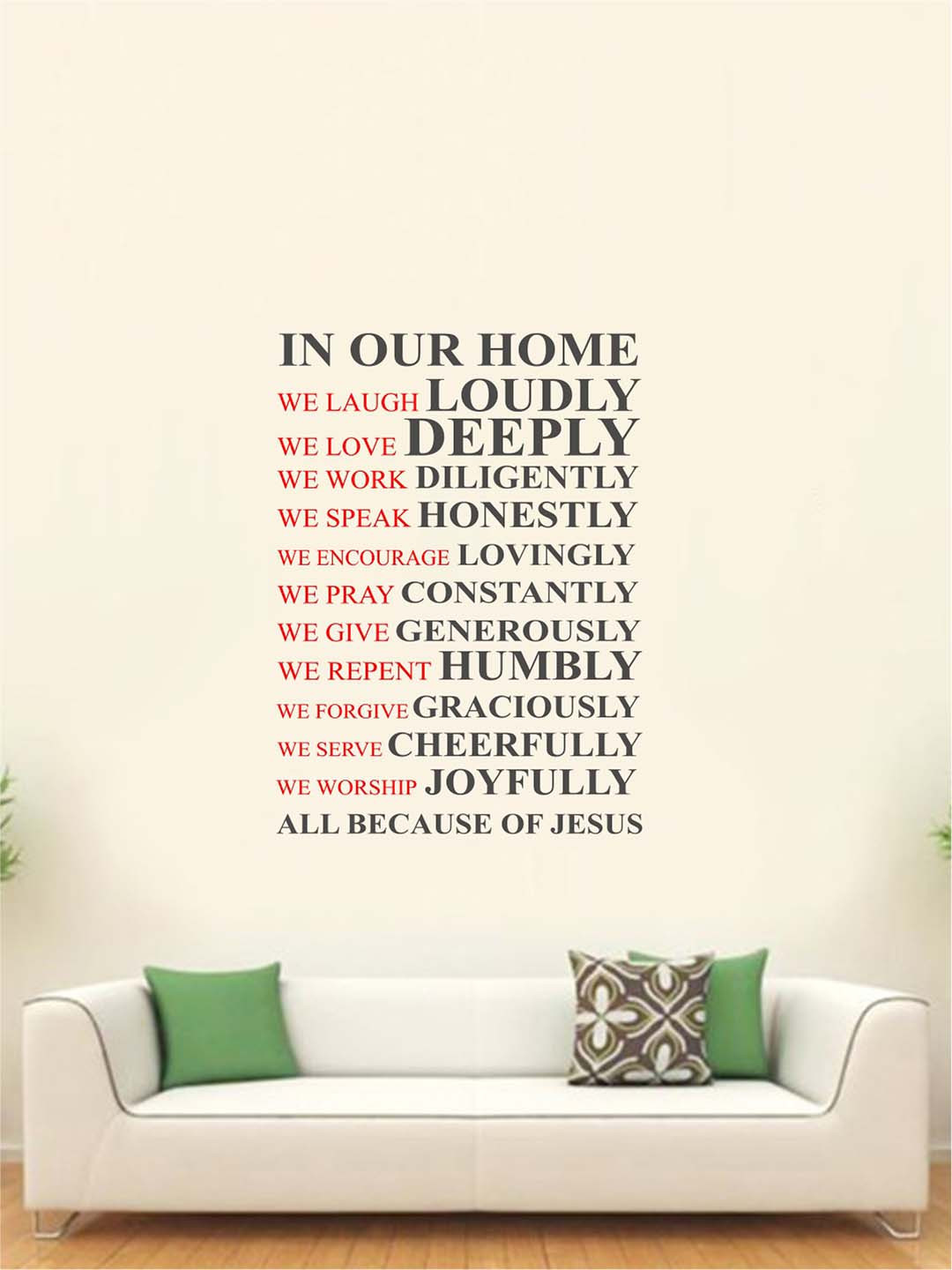 rawpockets Cream And Red Family Quotes Printed Wall Sticker