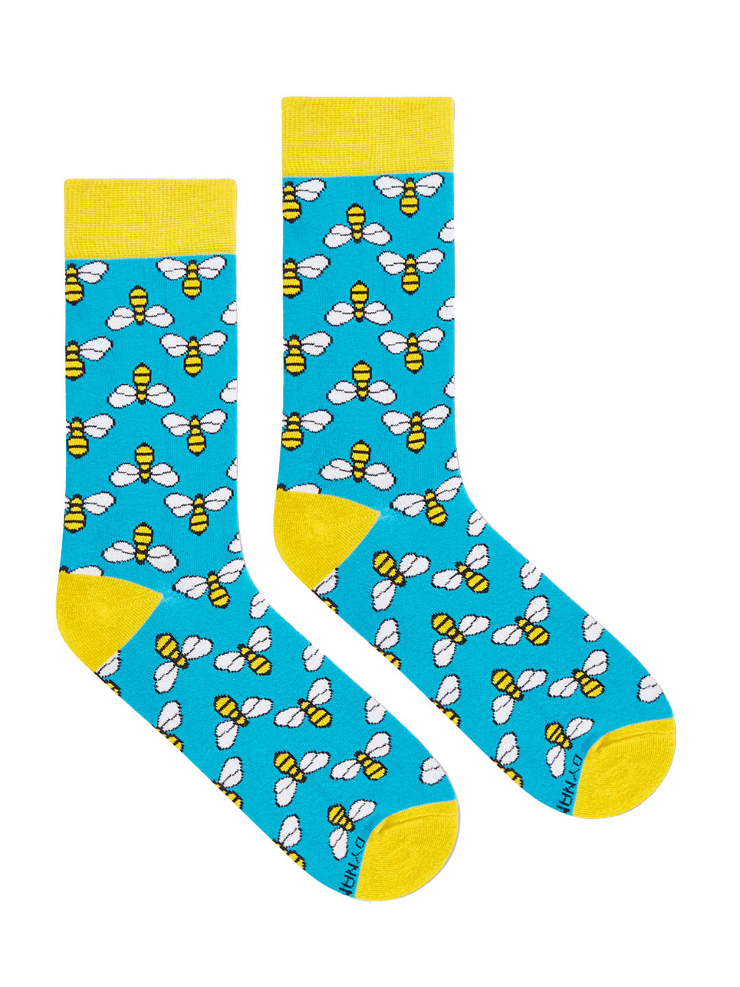Dynamocks Unisex Blue & Yellow Patterned Bees Calf-Length Socks