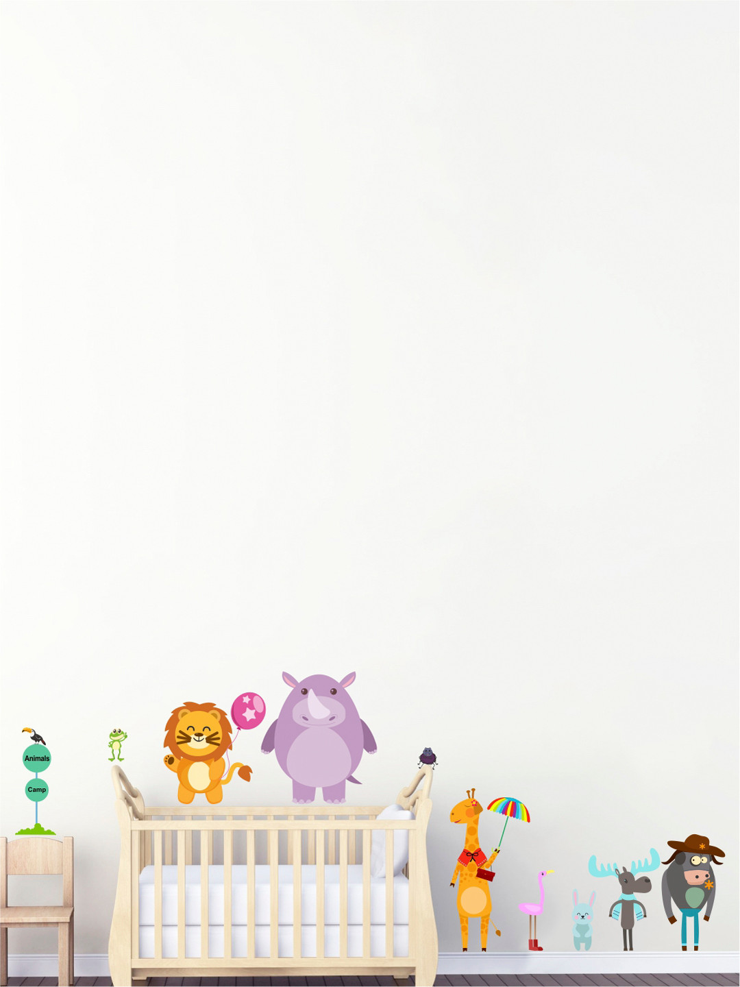 rawpockets Multicolored Animal Squad PVC Vinyl Wall Stickers