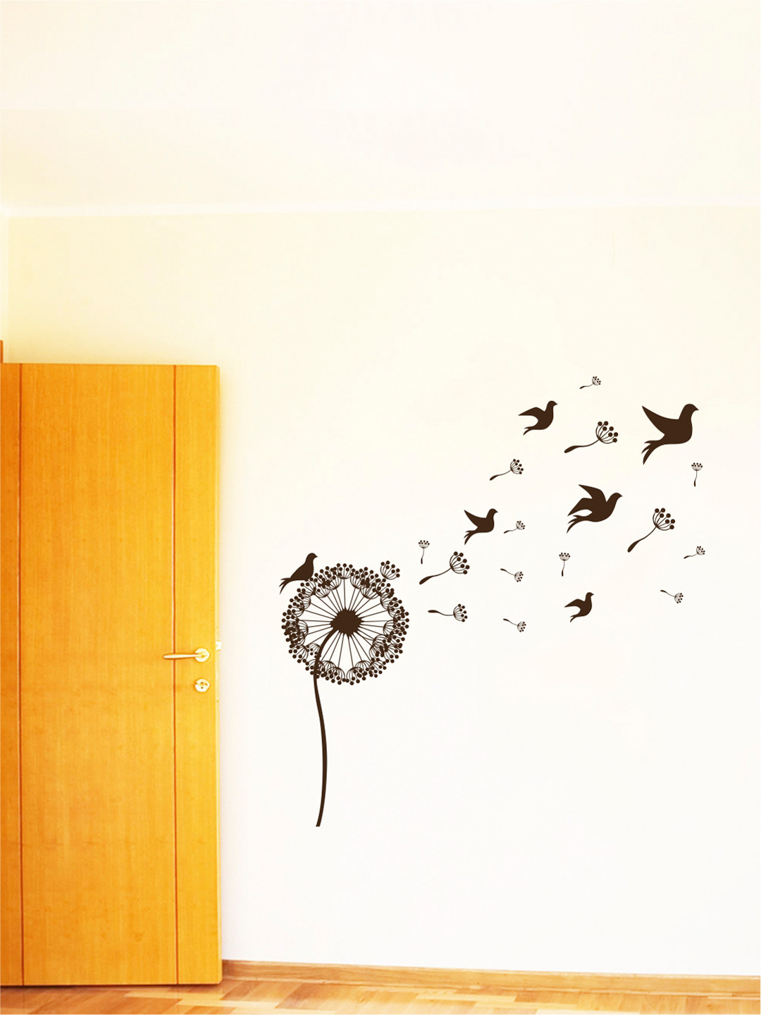 rawpockets Multicoloured Flower with Birds PVC Vinyl Wall Stickers