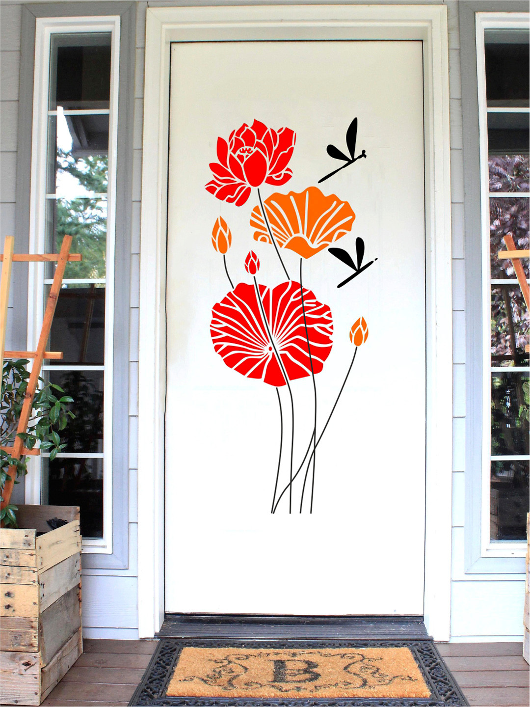 rawpockets Multicolour PVC Flowers With Butterfly Wall Sticker 45x100