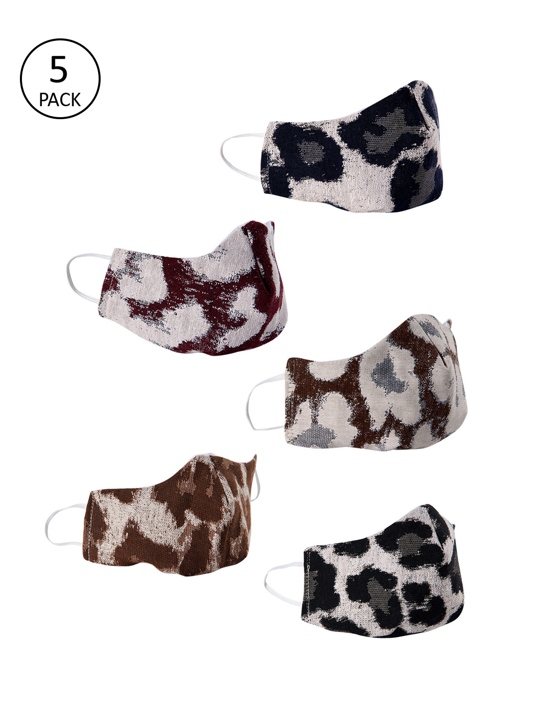 ROMEE Unisex 5 Pcs 3-Ply Reusable Printed Outdoor Masks