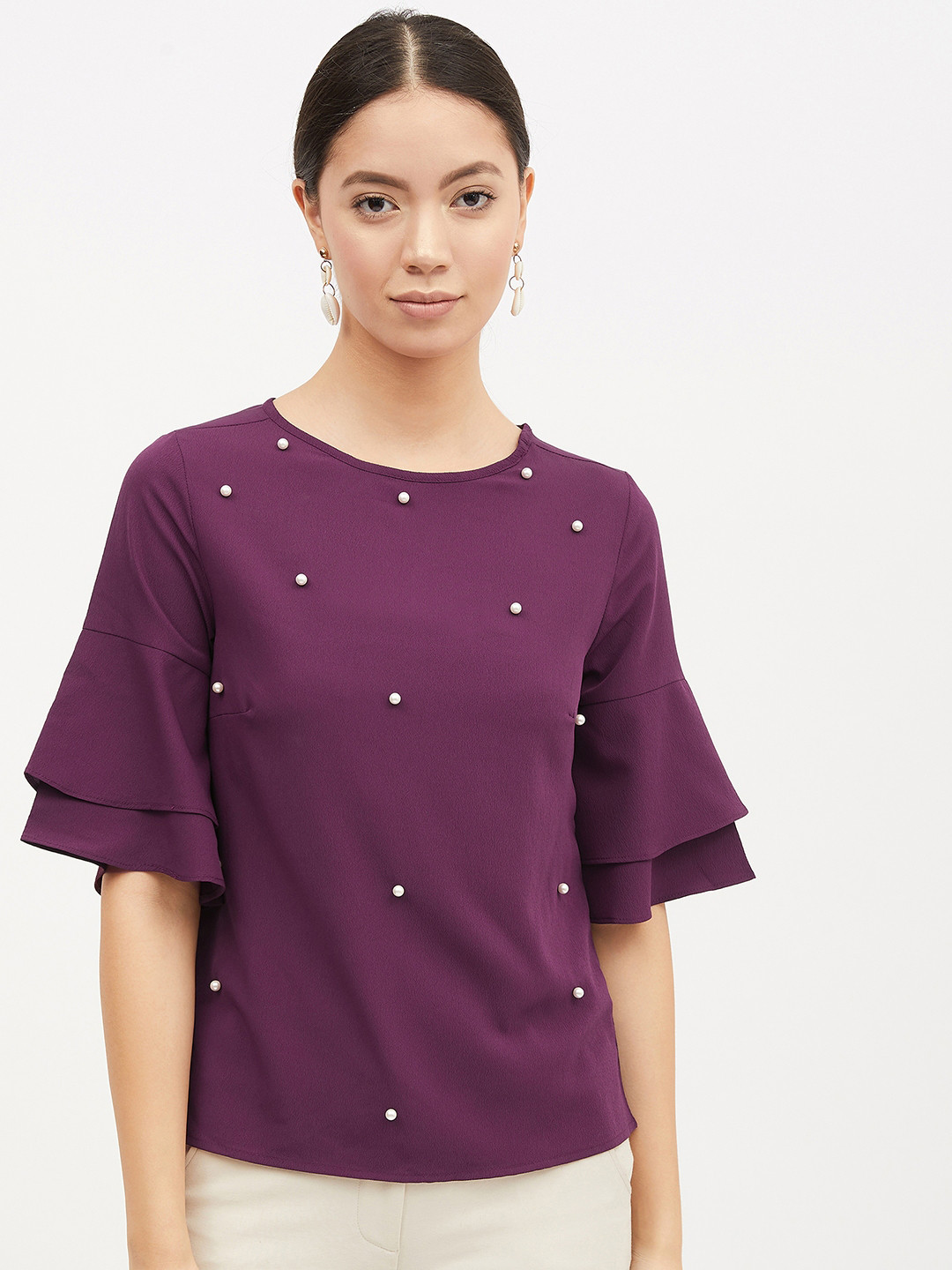 Harpa Women Purple Embellished Top