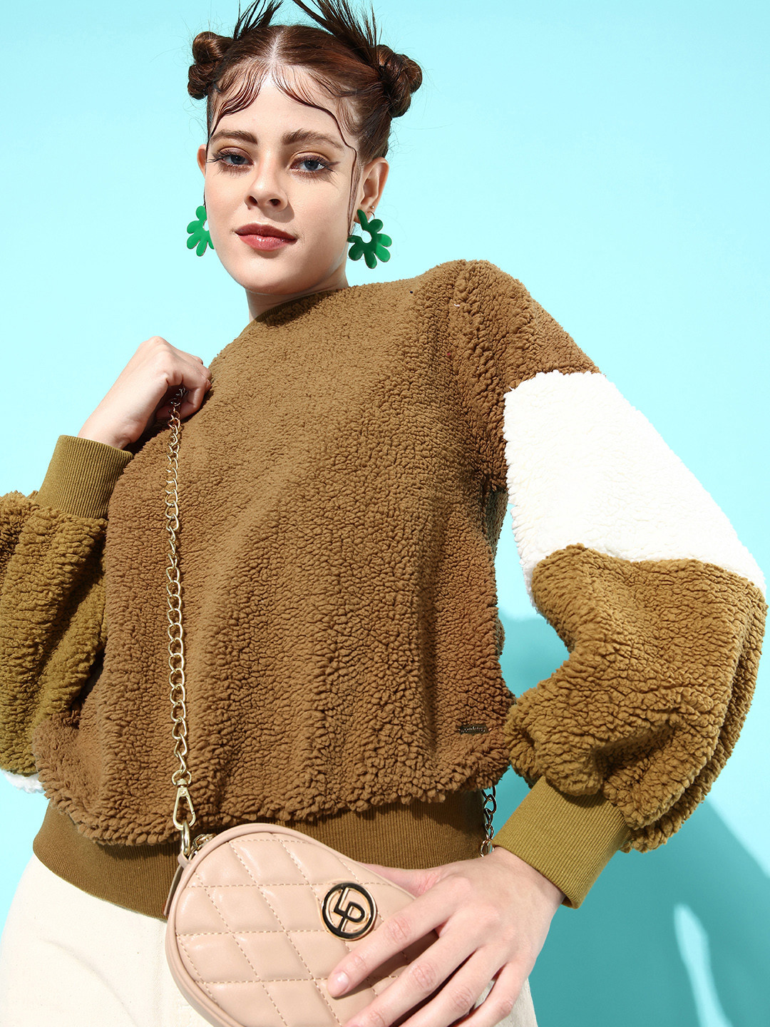 Roadster Women  Brown Solid Go Fur It Sweatshirt