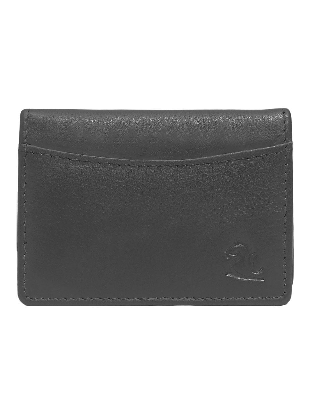Kara Unisex Black Solid Leather Business Card Holder