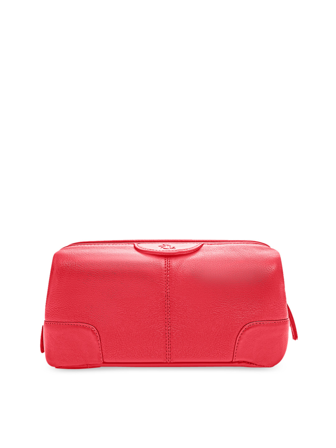 Kara Unisex Red Solid Obama Travel Leather Toiletry Kit