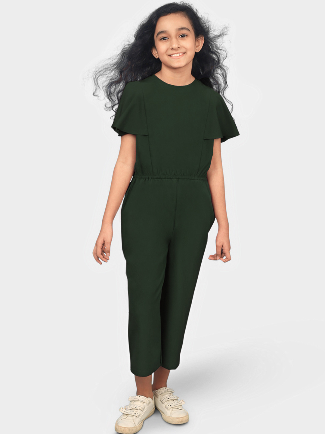 Uptownie Lite Girls Green Solid Culotte Jumpsuit