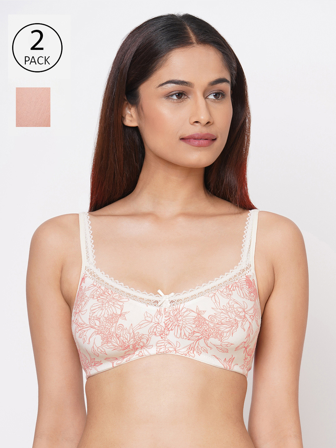 Inner Sense Set of 2 Solid Non-Wired Non Padded T-shirt Sustainable Bra